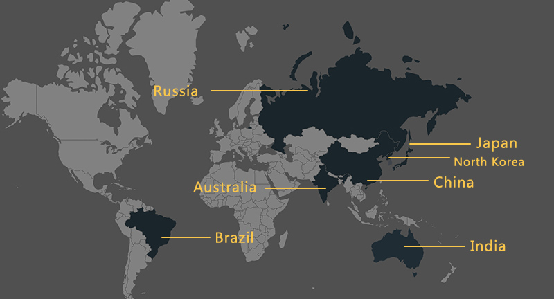 Distribution of the iron ore
