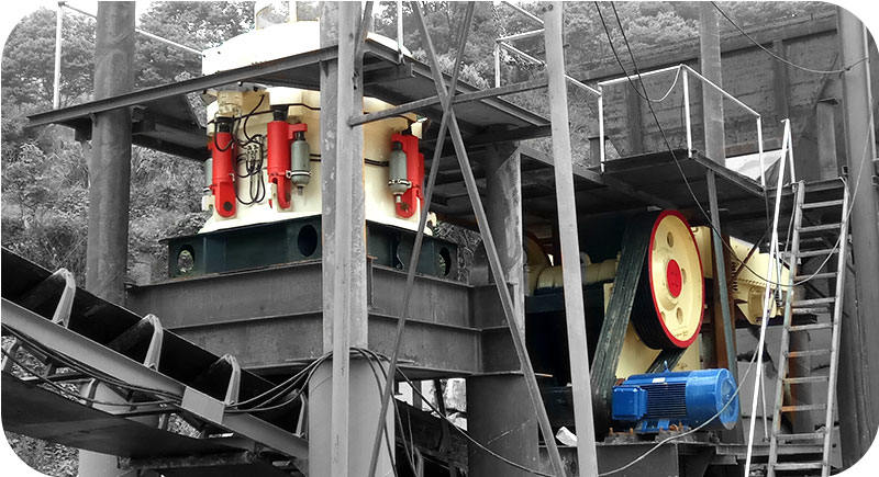 Cone crusher and jaw crusher for the basalt