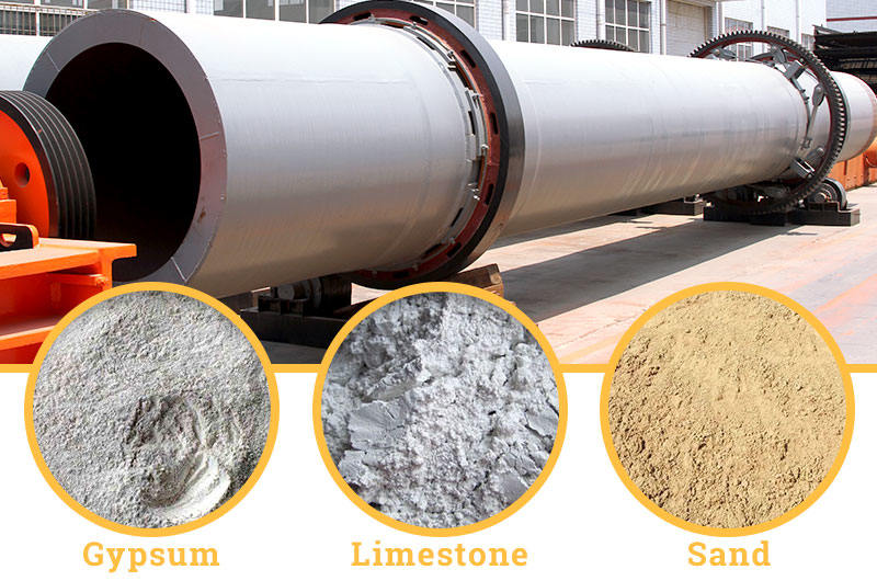 Rotary drum dryer for sand gypsum limestone