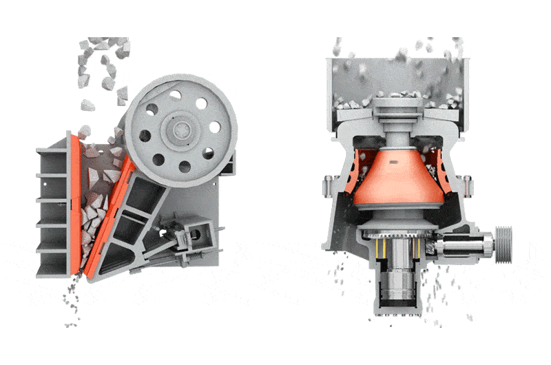 inner structures of jaw crushers and  cone crushers